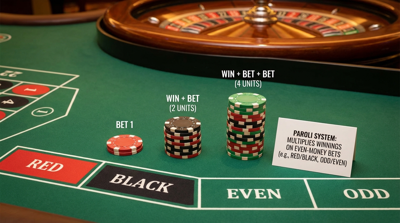 Paroli System roulette wheel. Multiply winnings with European roulette strategy.
