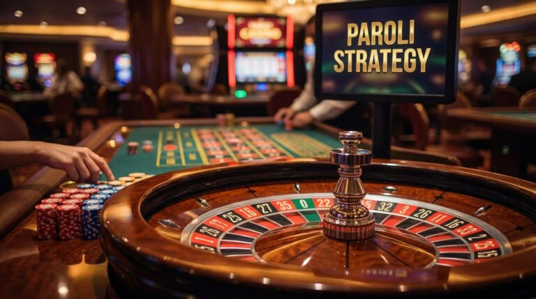 Paroli System: Roulette wheel showing European roulette, bankroll management strategy.